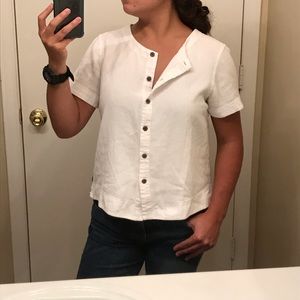 Royal Robbins | White Button Up Short Sleeve Top